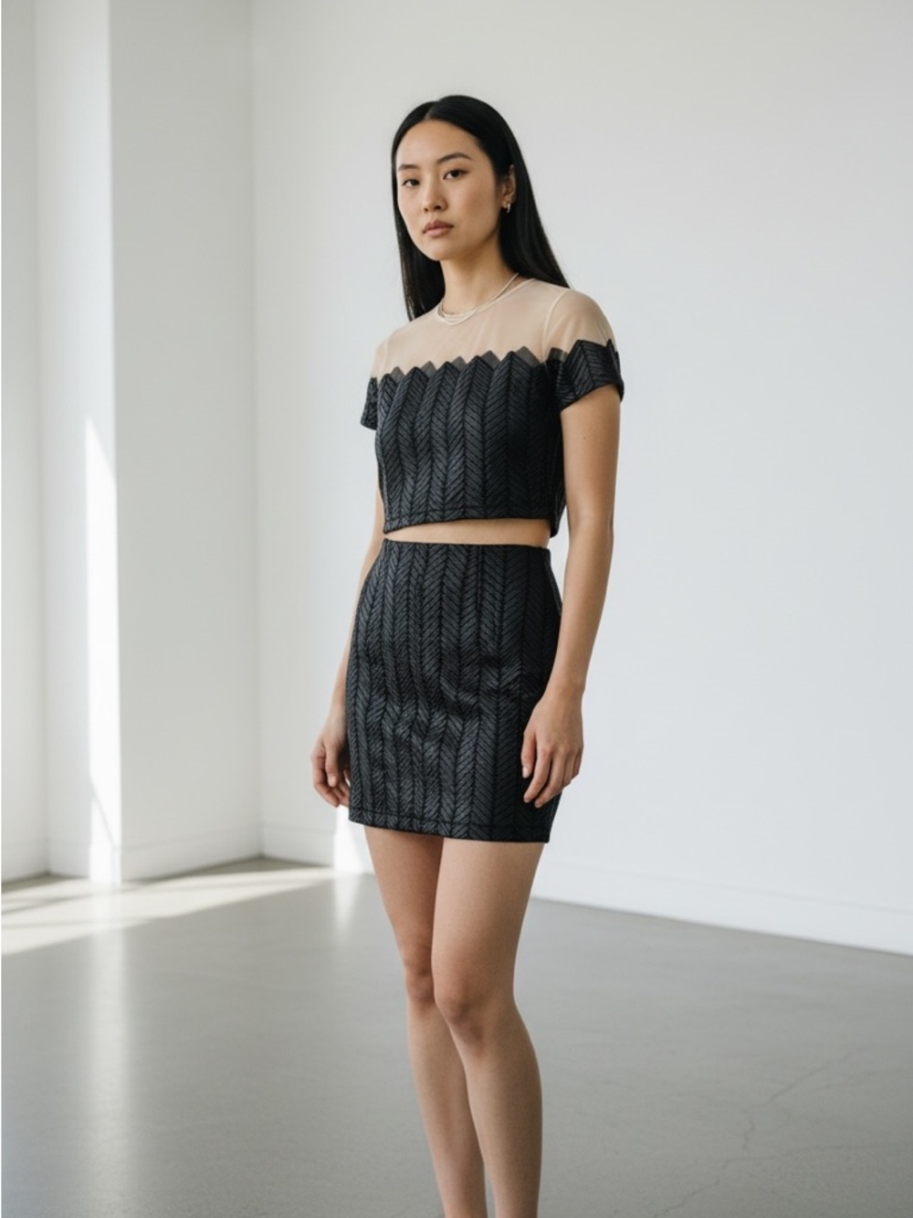 WYLDR skirt crop top set size M/L black illusion